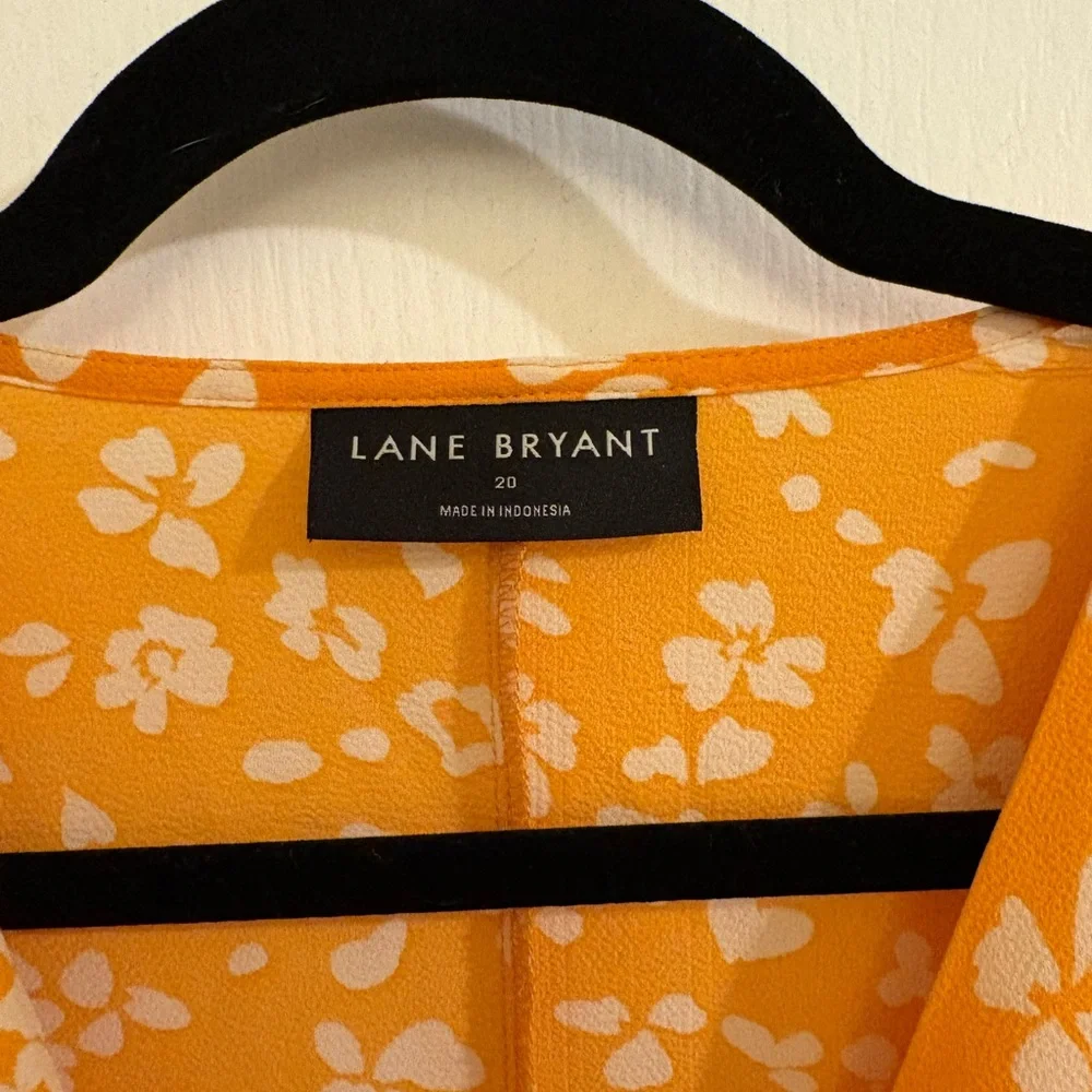 Lane Bryant Yellow Floral Wrap Blouse - Picture 2 of 3